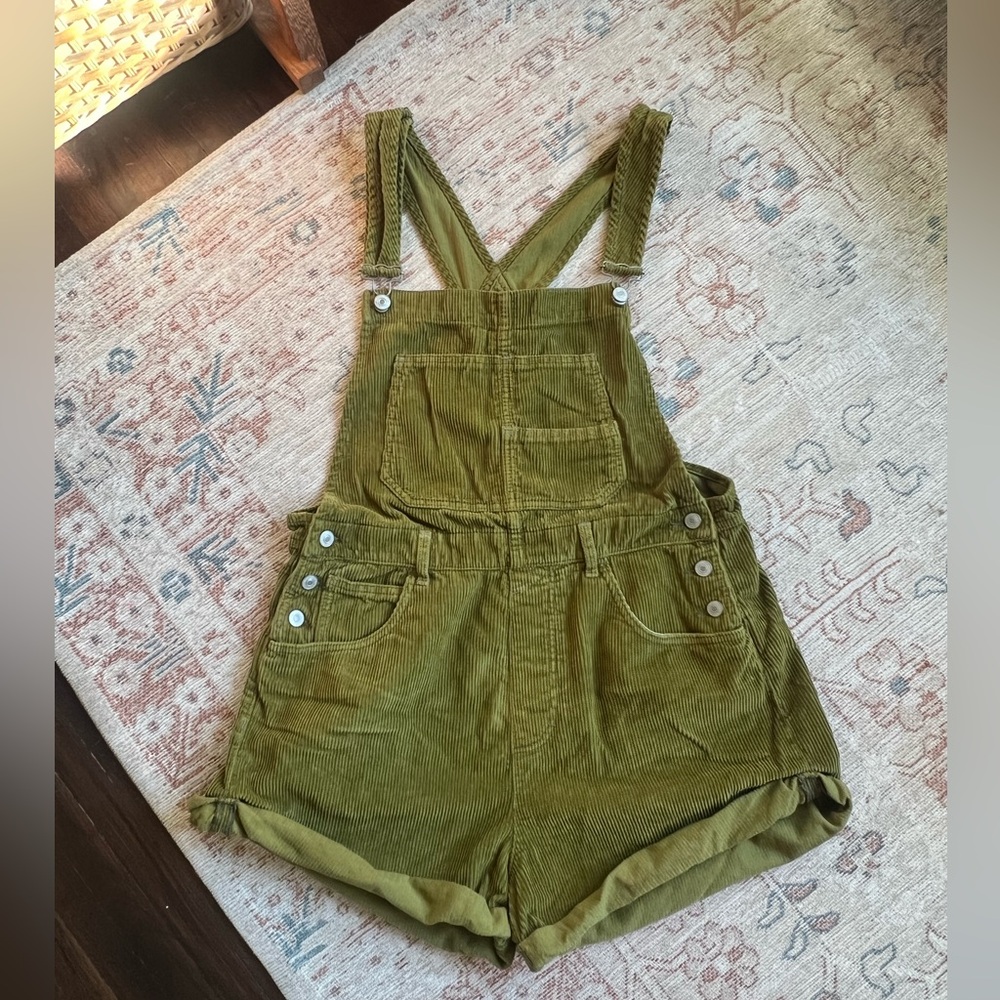 Free People Ziggy Green Corduroy Shortalls - Large